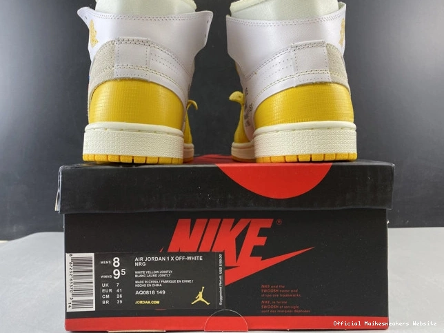 Official Maikesneakers Yellow-Cone Powder Jordan NRG Dark AQ0818-149 Air White Off-White x 1 0708